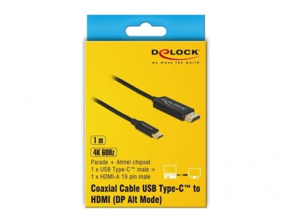 Delock - Adapterkabel - 24 pin USB-C hann til HDMI hann - 1 m - svart - 4K-støtte