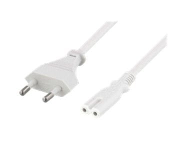 DELTACO DEL-109JN - Johdinsarja - Europlug (han) lige til IEC 60320 C7 lige - AC 250 V - 2.5 A - 5 m - hvid
