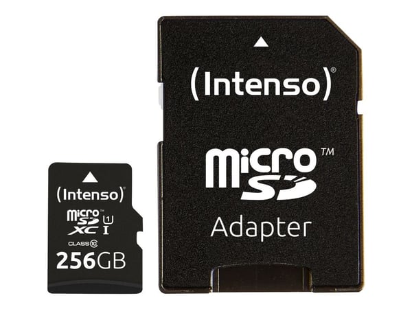 Intenso Premium - Flashminnekort (microSDXC til SD-adapter inkludert) - 256 GB - UHS-I / Class10 - microSDXC UHS-I