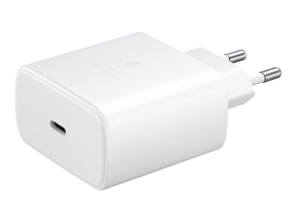 Samsung Travel Adapter EP-TA845 - Strømadapter - 45 watt - 3 A - SFC 2.0 (USB-C) - på kabel: USB-C - hvit - for Galaxy A20, A50, A70, A8s, M30, M40...