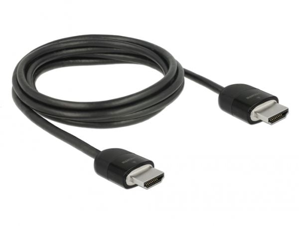 Delock Premium - Premium High Speed - HDMI-kabel med Ethernet - HDMI hann til HDMI hann - 2 m - tredobbeltskjermet snodd ledningspar - svart - 4K-s...