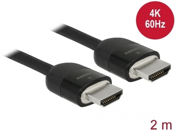 Delock Premium - Premium High Speed - HDMI-kabel med Ethernet - HDMI hann til HDMI hann - 2 m - tredobbeltskjermet snodd ledningspar - svart - 4K-s...