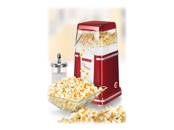 UNOLD 48525 - Popkornmaker - 900 W - metallisk rød / sølv / hvit