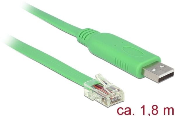 Delock - USB / seriell-kabel - USB (hann) til RJ-45 (hann) - 1.8 m - grønn