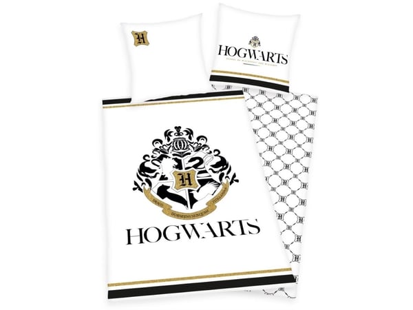 Harry Potter Tylypahkan vuodevaatteet kultaisella painatuksella - 100 prosenttia puuvillaa Harry Potter Tylypahkan vuodevaatteet kultaisella painatuksella - 100 prosenttia puuvillaa