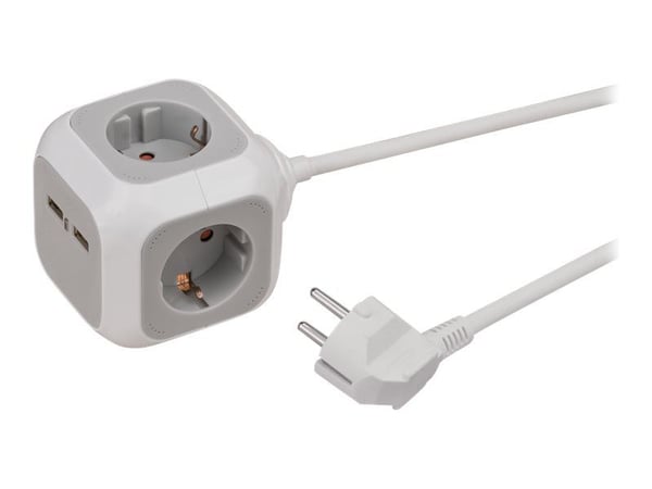 brennenstuhl ALEA-Power - Flerkoplingslist - AC 230 V - 3680 watt - inngang: strøm - utgangskontakter: 4 (2 x USB, 4 x strøm) - 1.4 m kabel - hvit,...
