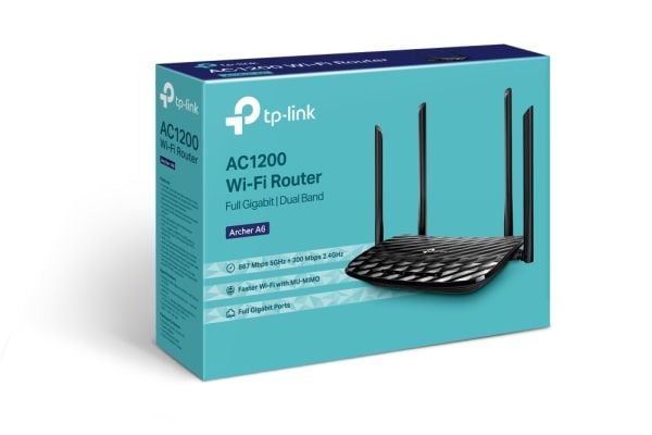 TP-Link Archer A6 - Trådløs ruter 4-portssvitsj - 1GbE - Wi-Fi 5 - Dobbeltbånd
