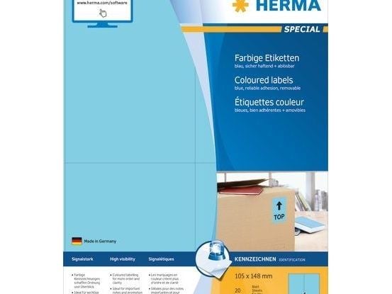 HERMA 4563, Blå, Rektandel, A4, Universel, Mat, Laser/inkjet