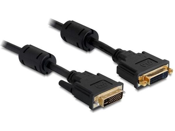 Delock - DVI-forlengelseskabel - DVI-I (hann) til DVI-I (hunn) - 1 m - tommelskruer
