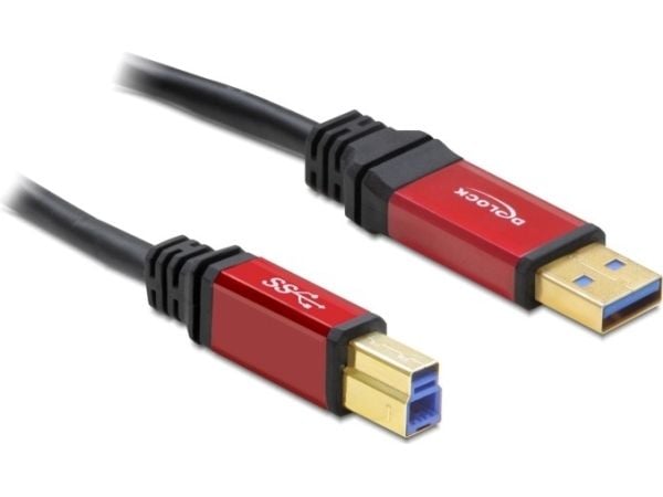 Delock Premium - USB-kabel - USB-type A (hann) til USB Type B (hann) - USB 3.0 - 5 m - svart