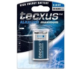 tecxus 9 Volt-Block - Batteri 9V - alkaliskt
