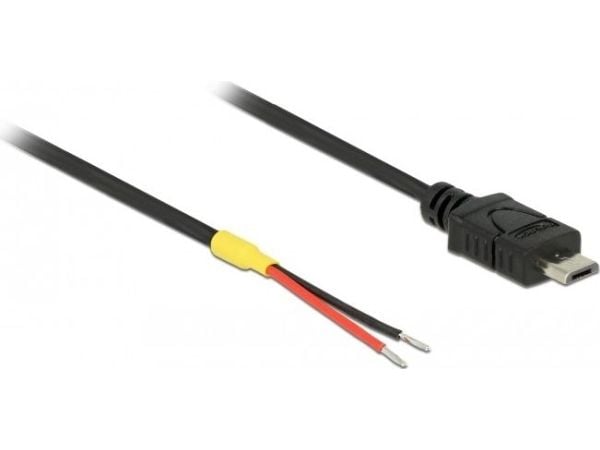 Delock - Strømkabel - Micro-USB type B (kun strøm) (hann) til uisolert tråd - 20 cm - svart