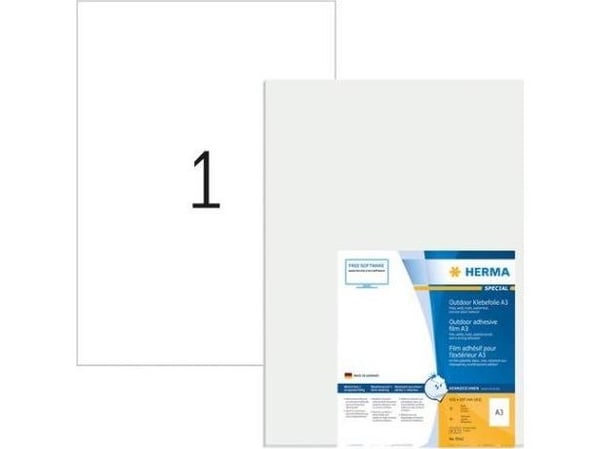 HERMA 9542, Hvit, Rektangel, A3, Universell, Polyethylen, Matte
