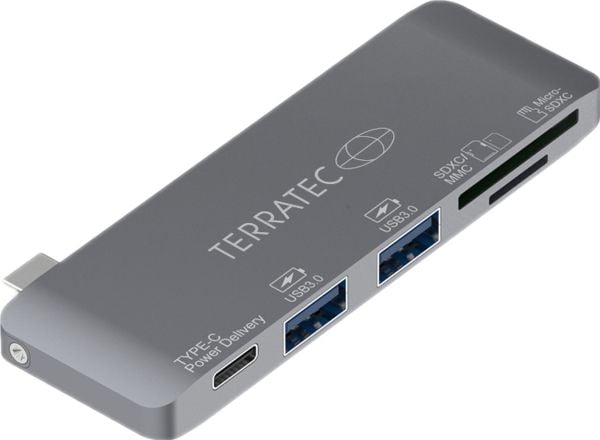 Terratec 283005, USB 3.2 Gen 1 (3.1 Gen 1) Type-C, Grå, MMC, MicroSDXC, SDXC, USB 3.2 Gen 1 (3.1 Gen 1) Type-A, USB 3.2 Gen 1 (3.1 Gen 1) Type-C, C...