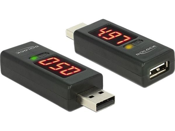 Delock - USB-volt- og strømmåler - USB Type A - svart