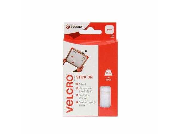 Velcro VEL-EC60235, Valkoinen, 25 mm, 25 mm, 24 kpl