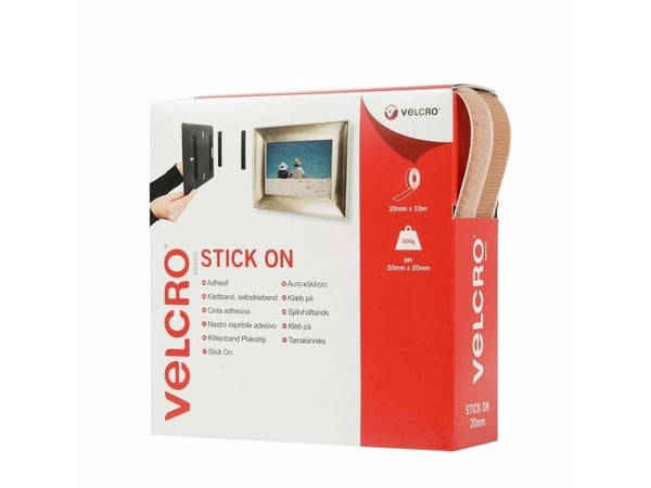 VELCRO® VEL-EC60221 kardborreband för limning statisk loop (L x B) 10000 mm x 20 mm beige 10 m