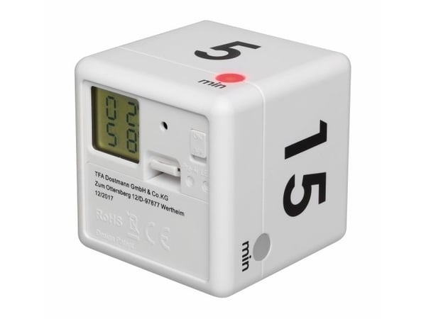 TFA Cube Timer - Kjøkkentidtaker trådløs - hvit