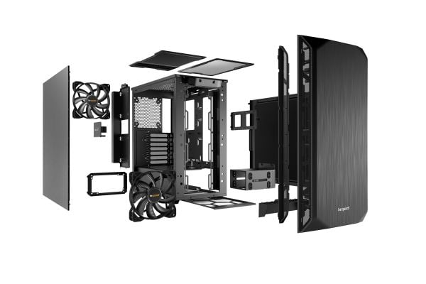 vær stille! Pure Base 500 - Miditower - ATX / Micro-ATX / ITX - ingen strømforsyning - USB / Audio - Sort (inkl. 2 x Pure Wings 2 vifter)