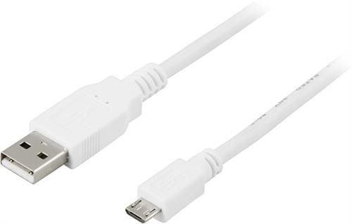 DELTACO - USB-kaapeli - USB (uros) - Micro-USB Type B (uros) - USB 2.0 - 2 m - valkoinen