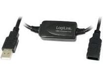 LogiLink 25M USB 2.0 - USB 2.0 M/F, 25 m, USB A, USB A, USB 2.0, Hankjønn/hunkjønn, Sort