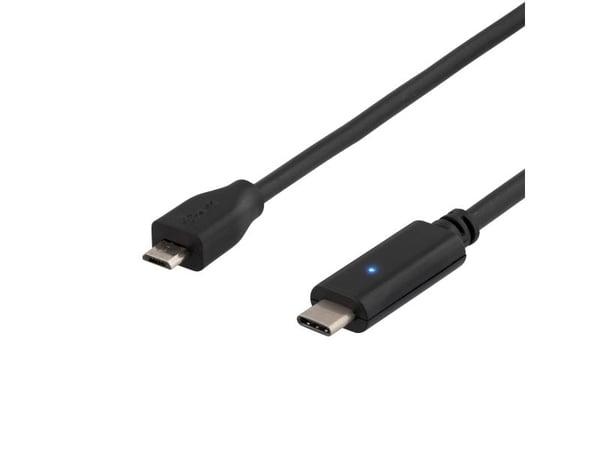 DELTACO USBC-1023 - USB-kabel - USB-C (hann) til Micro-USB type B (hann) - USB 2.0 - 50 cm - reversibel C-kontakt - svart