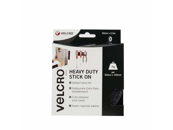 Velcro VEL-EC60245, Svart, 50 mm, 2,5 m, 1 styck, Låda