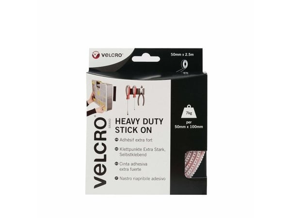Velcro VEL-EC60246, Vit, 50 mm, 2,5 m, 1 styck, Låda