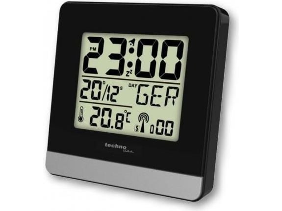 Technoline WT260, Digital vekkerklokke, Svart, Sølv, 12/24h, F, °C, LCD, Batteri