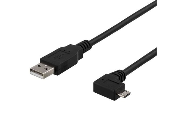 DELTACO USB-302D - USB-kaapeli - USB (uros) - Micro-USB Type B (uros) kulma - USB 2.0 - 2 m - harmaa - harmaa