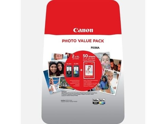Canon PG-560XL/CL-561XL Photo Value Pack - Blank - 2-pack - Høy ytelse - svart, farge (cyan, magenta, gul) - original - 100 x 150 mm 50 ark blekkpa...
