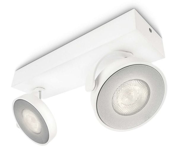 Philips WarmGlow LED Clockwork-spotlys til tak/vegg, 2 stk., Overflateegnet, Ikke-utskiftbare pærer, 2 ampuller, LED, 9 W, 2700 K