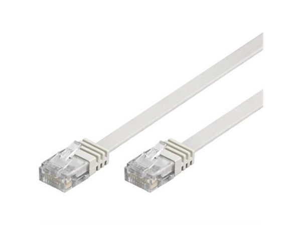 DELTACO - Koblingskabel - RJ-45 (hann) til RJ-45 (hann) - 5 m - UTP - CAT 6 - formstøpt, flat - hvit