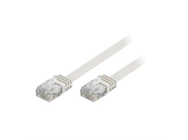 DELTACO TP-67V-FL - Liitäntäkaapeli - RJ-45 (uros) RJ-45 (uros) - 7 m - UTP - CAT 5e - muotoiltu, litteä - valkoinen - valkoinen
