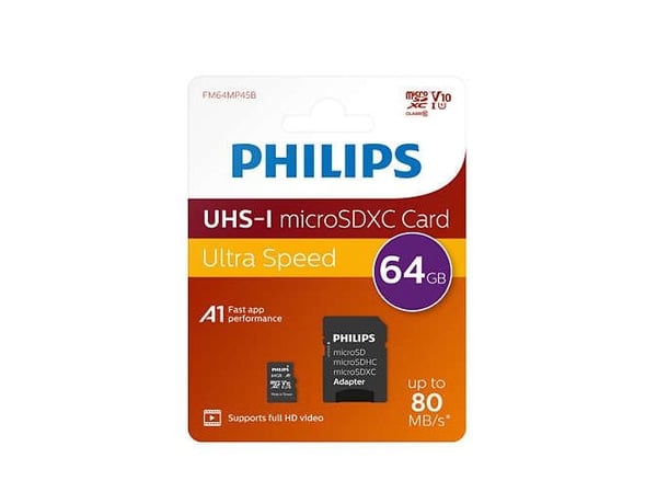 Philips - Flashminnekort (microSDXC til SD-adapter inkludert) - Class 10 - microSDXC