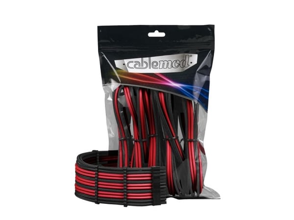 CableMod PRO Series ModMesh - Skjøteledningskabelsett - formstøpt - svart, rød