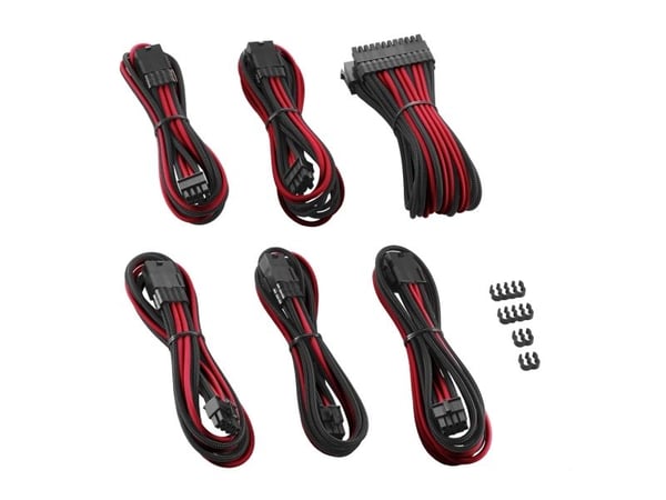 CableMod PRO Series ModMesh - Skjøteledningskabelsett - formstøpt - svart, rød