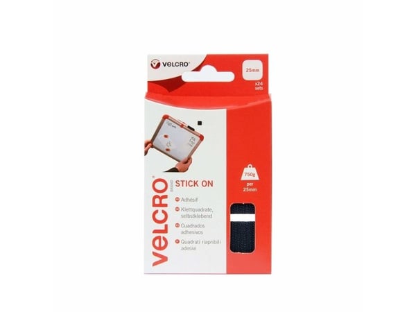 Velcro VEL-EC60236, Sort, 25 mm, 25 mm, 24 stk