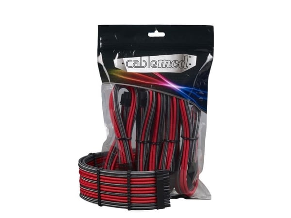CableMod PRO Series ModMesh - Förlängningssladdsats - formpressad - röd, kol