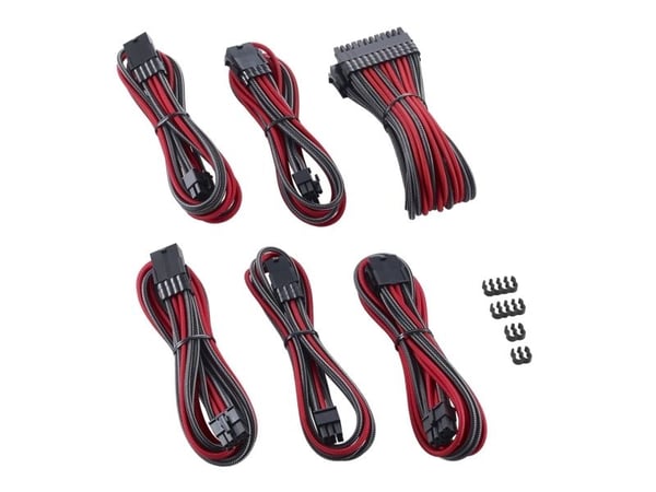 CableMod PRO Series ModMesh - Förlängningssladdsats - formpressad - röd, kol