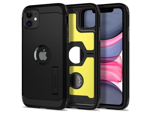 Spigen Tough Armor - Baksidesskydd för mobiltelefon - polykarbonat, termoplastisk polyuretan (TPU) - svart - för Apple iPhone 11