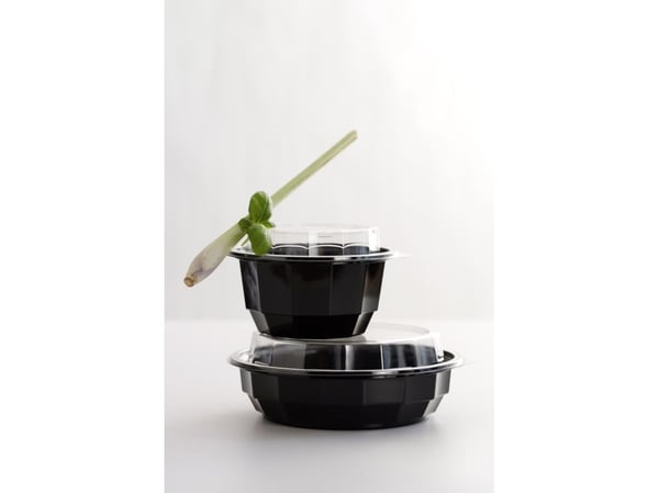 Plastskål Bowl Diamond 714ml Ø18,8x4,8cm RPET Sort,6 pk x 50 stk/krt