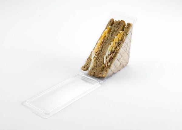 Sandwichbakke 185x78x85 mm til 4 skiver med Låg PET Klar,5 pk x 100 stk/krt