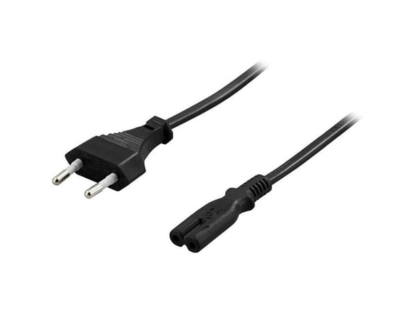 DELTACO DEL-109AA - Johdinsarja - Europlug (han) lige til IEC 60320 C7 lige - AC 250 V - 2.5 A - 1 m - lajiteltu
