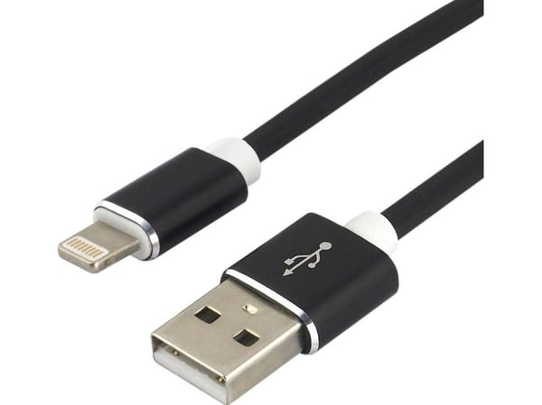 everActive USB Lightning -kaapeli 1m - musta, silikoni, pikalataustuki, 2,4A - CBS-1IB
