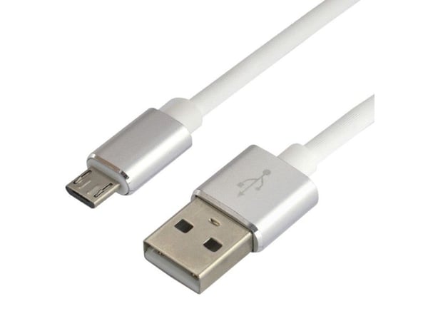 everActive USB-kabel 1m - vit, silikon, stöder snabbladdning, 2,4A - CBS-1MW