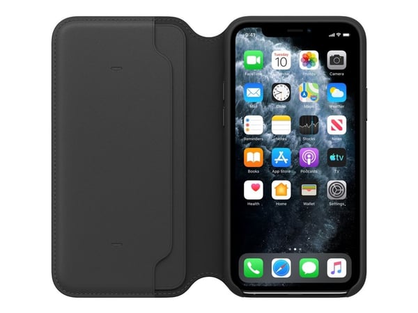 Apple Folio - Lommebok for mobiltelefon - lær - svart - for iPhone 11 Pro