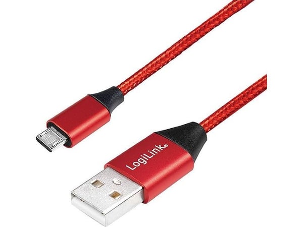 LogiLink CU0151, 0,3 m, USB A, Micro-USB B, USB 2.0, Rød