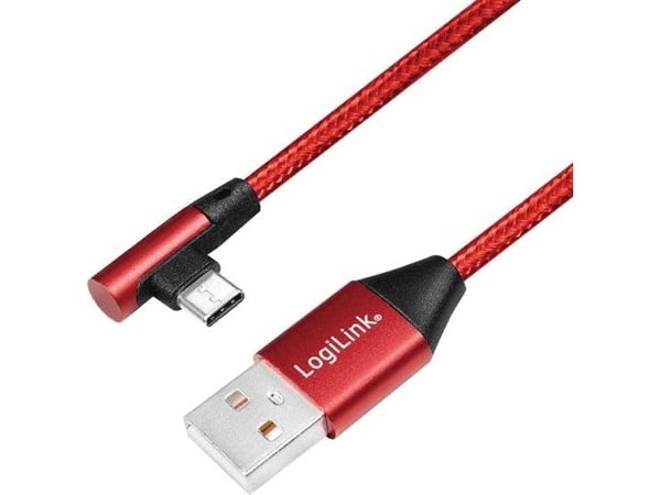 LogiLink CU0146, 1 m, USB A, USB C, USB 2.0, Punainen