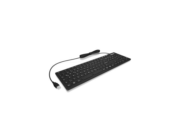 KeySonic KSK-8030 IN (US), Full størrelse (100 og), Koblet med ledninger (ikke trådløs), USB, QWERTY, Sort